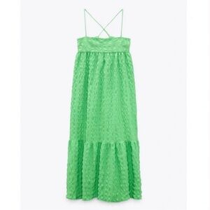 Zara green textured maxi dress